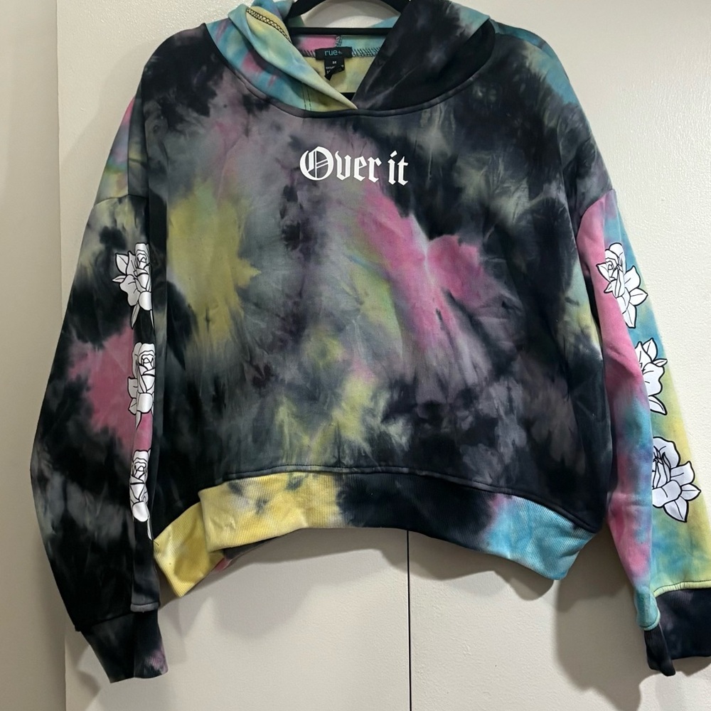 Rue21 Multicolor Tie-Dye Hoodie with Floral Accents